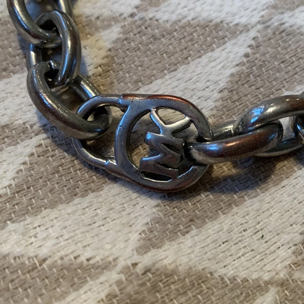 Michael Kors‎ silver plated womens chunky link choker necklace heavy substantial